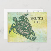 Shamanic Zee Turtle Symbol + uw ideeën en tekst Briefkaart (Voorkant / Achterkant)