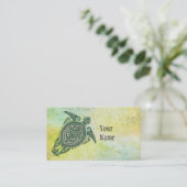 Shamanic Zee Turtle Symbol + uw ideeën en tekst Visitekaartje (Staand voorkant)