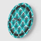 Shamanic Zee Turtles Pattern - cyaan Grote Klok (Hoek)