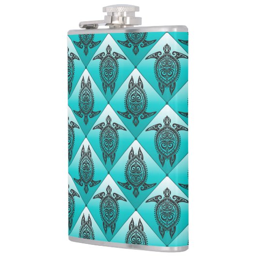 Shamanic Zee Turtles Pattern - cyaan Heupfles (Links)