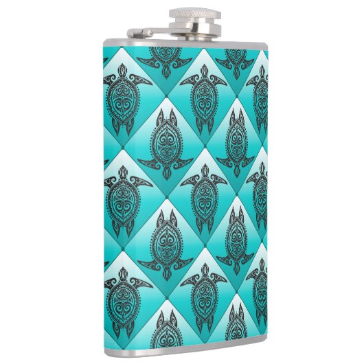 Shamanic Zee Turtles Pattern - cyaan Heupfles (Rechts)