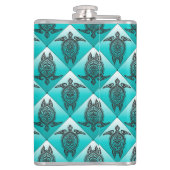 Shamanic Zee Turtles Pattern - cyaan Heupfles (Achterkant)