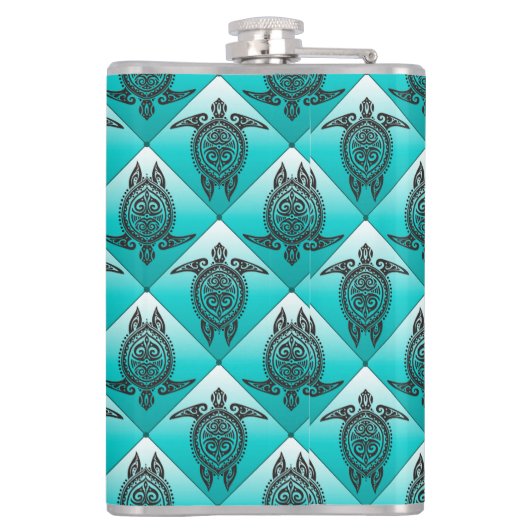 Shamanic Zee Turtles Pattern - cyaan Heupfles (Achterkant)