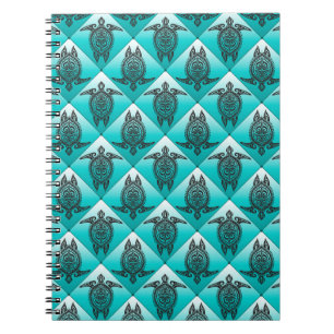 Shamanic Zee Turtles Pattern - cyaan Notitieboek