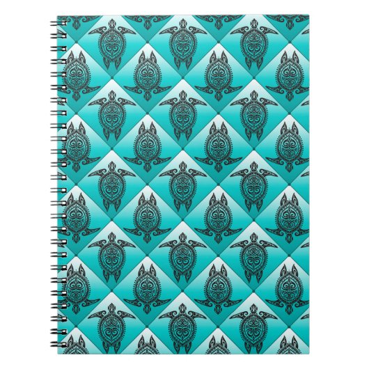 Shamanic Zee Turtles Pattern - cyaan Notitieboek (Voorkant)