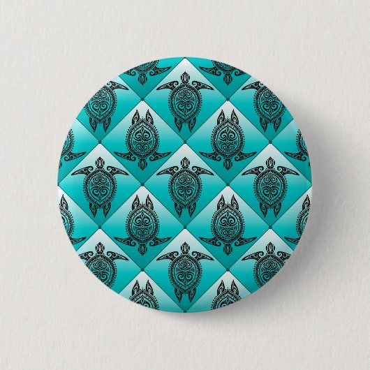 Shamanic Zee Turtles Pattern - cyaan Ronde Button 5,7 Cm (Voorkant)