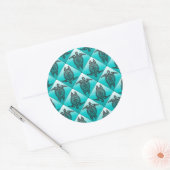 Shamanic Zee Turtles Pattern - cyaan Ronde Sticker (Envelop)