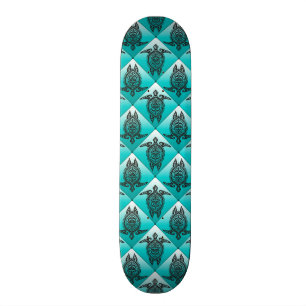 Shamanic Zee Turtles Pattern - cyaan Skateboard
