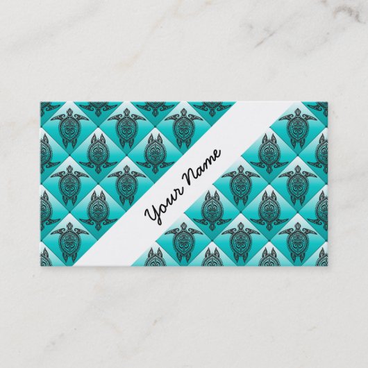 Shamanic Zee Turtles Pattern - cyaan Visitekaartje (Voorkant)