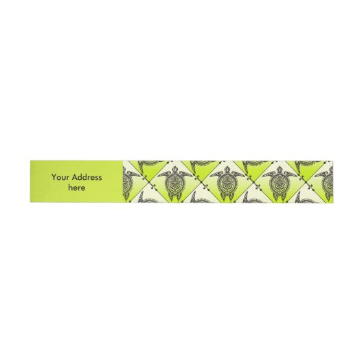 Shamanic Zee Turtles Pattern - green Adreslabel Wikkel (Individueel)