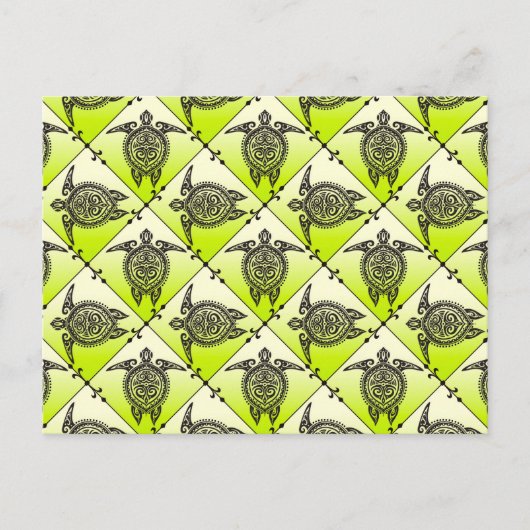 Shamanic Zee Turtles Pattern - green Briefkaart (Voorkant)