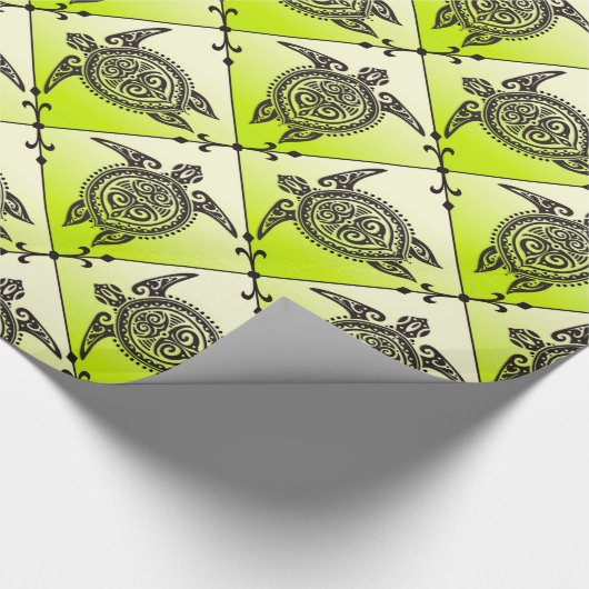 Shamanic Zee Turtles Pattern - green Cadeaupapier (Hoek)