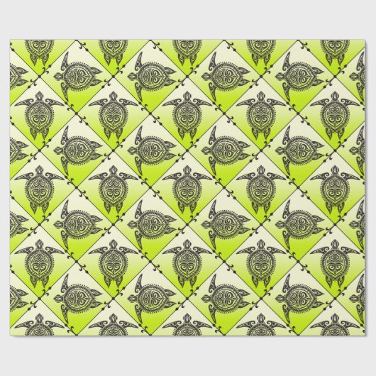 Shamanic Zee Turtles Pattern - green Cadeaupapier (Vlak)