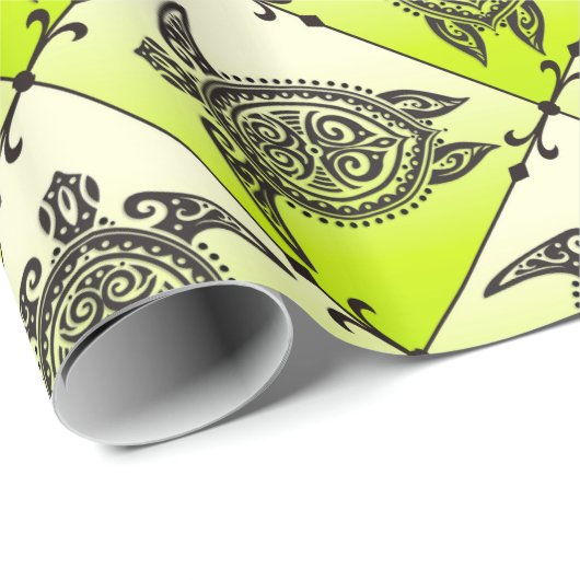 Shamanic Zee Turtles Pattern - green Cadeaupapier (Rol Hoek)