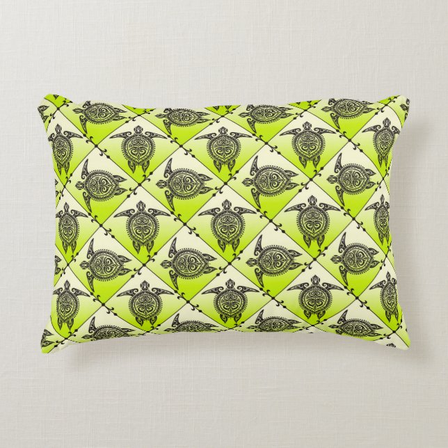 Shamanic Zee Turtles Pattern - green Decoratief Kussen (Voorkant)