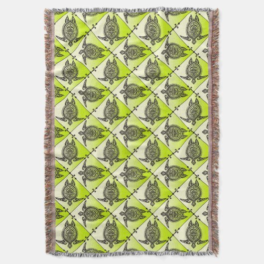 Shamanic Zee Turtles Pattern - green Deken (Voorkant Verticaal)