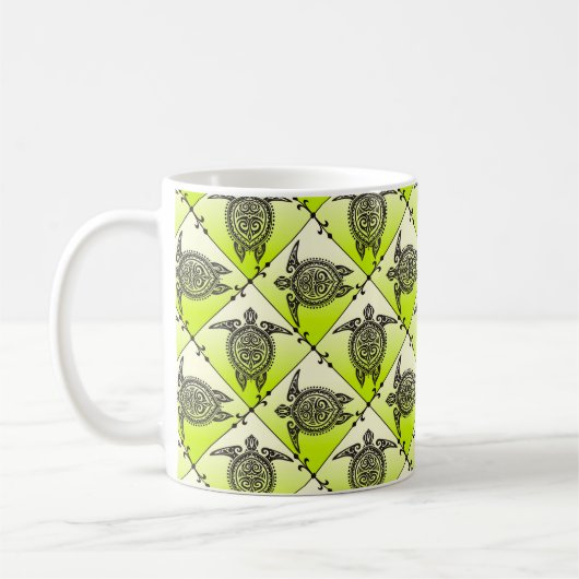 Shamanic Zee Turtles Pattern - green Koffiemok (Links)
