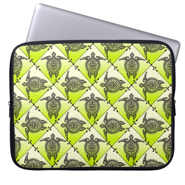 Shamanic Zee Turtles Pattern - green Laptop Sleeve (Voorkant)