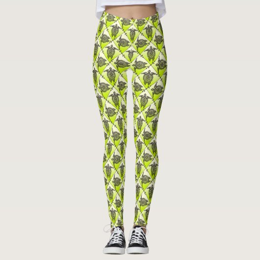 Shamanic Zee Turtles Pattern - green Leggings (Voorkant)