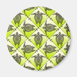 Shamanic Zee Turtles Pattern - green Magneet