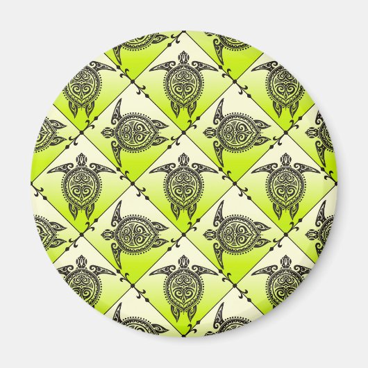 Shamanic Zee Turtles Pattern - green Magneet (Voorkant)