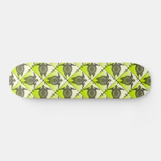Shamanic Zee Turtles Pattern - green Skateboard (Horizontaal)