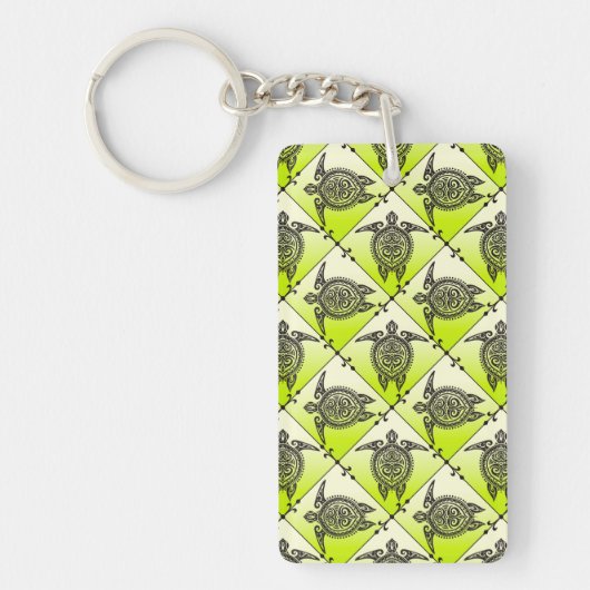 Shamanic Zee Turtles Pattern - green Sleutelhanger (Voorkant)