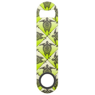 Shamanic Zee Turtles Pattern - green Speed Flessenopener