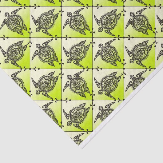 Shamanic Zee Turtles Pattern - green Tissuepapier (Detail)