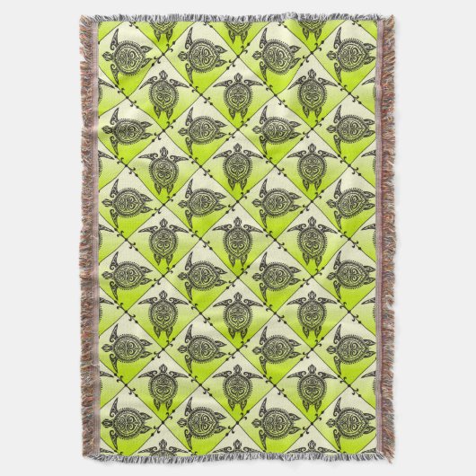Shamanic Zee Turtles Pattern - green vertical Deken (Voorkant Verticaal)