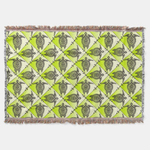 Shamanic Zee Turtles Pattern - green vertical Deken