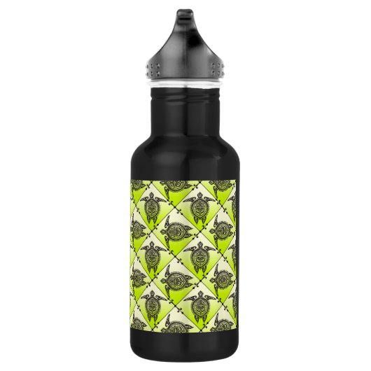 Shamanic Zee Turtles Pattern - green Waterfles (Rechts)
