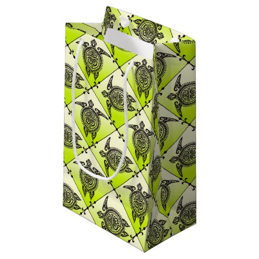 Shamanic Zee Turtles Pattern - green + your idea Klein Cadeauzakje (Voorkant Gekanteld)