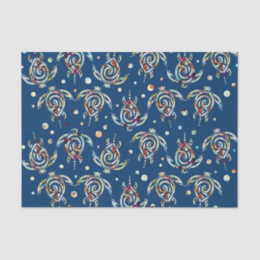 Shamanic Zee Turtles Pattern + je backgr. kleur Tissuepapier (Voorkant)