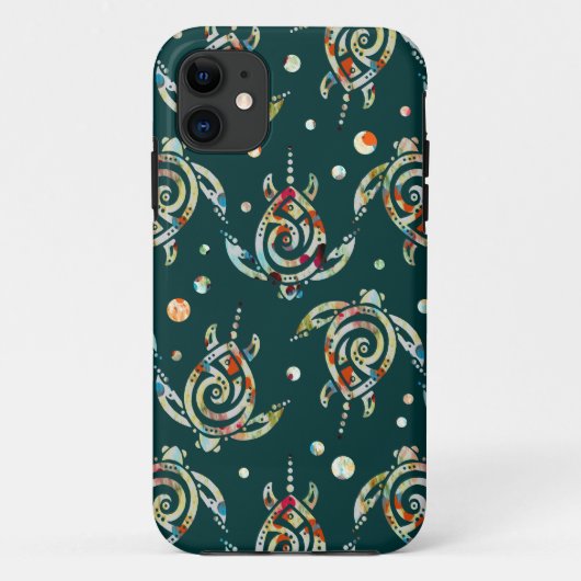 Shamanic Zee Turtles Pattern + uw achtergrondkleur Case-Mate iPhone Case (Achterkant)