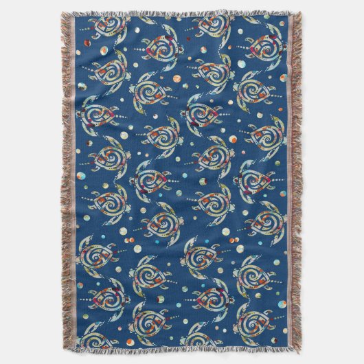 Shamanic Zee Turtles Pattern + uw achtergrondkleur Deken (Voorkant Verticaal)