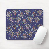 Shamanic Zee Turtles Pattern + uw achtergrondkleur Muismat (Met muis)