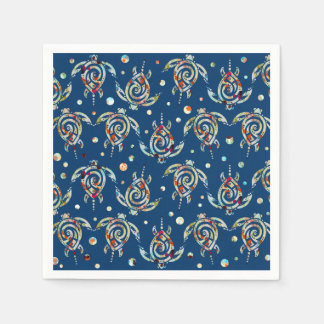 Shamanic Zee Turtles Pattern + uw achtergrondkleur Servet