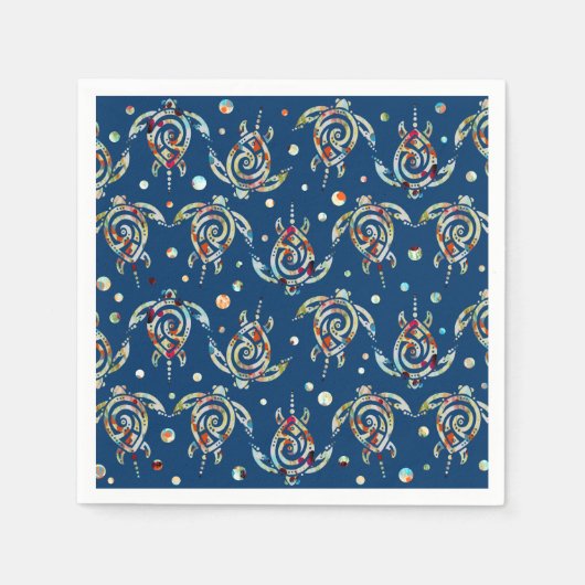 Shamanic Zee Turtles Pattern + uw achtergrondkleur Servet (Voorkant)