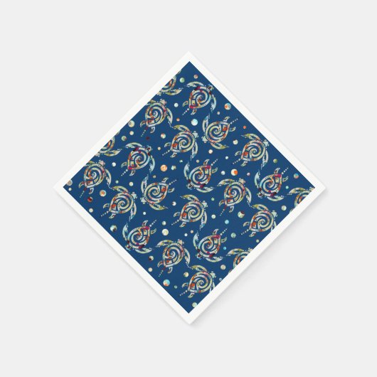 Shamanic Zee Turtles Pattern + uw achtergrondkleur Servet (Hoek)