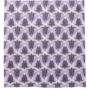 Shamanic Zee Turtles Pattern - violet Douchegordijn