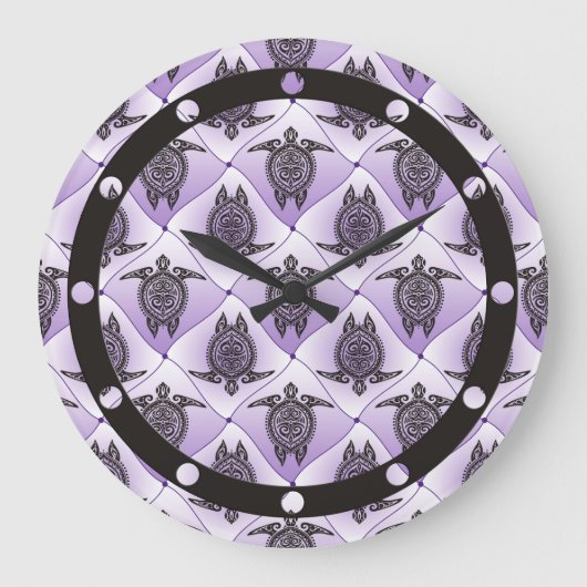 Shamanic Zee Turtles Pattern - violet Grote Klok (Voorkant)