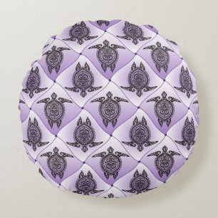 Shamanic Zee Turtles Pattern - violet Rond Kussen