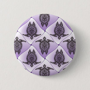 Shamanic Zee Turtles Pattern - violet Ronde Button 5,7 Cm