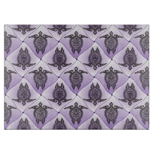 Shamanic Zee Turtles Pattern - violet Snijplank (Voorkant)