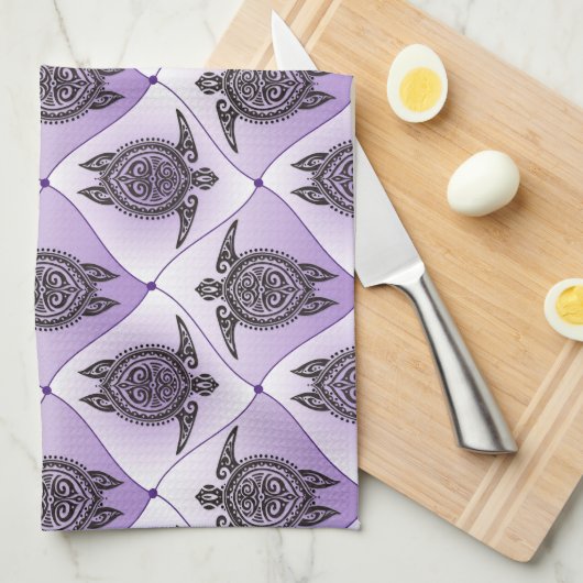 Shamanic Zee Turtles Pattern - violet Theedoek (Quarter Fold)