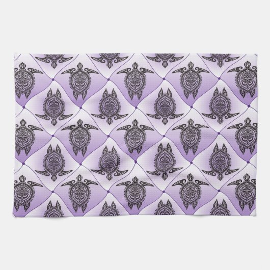 Shamanic Zee Turtles Pattern - violet Theedoek (Horizontaal)