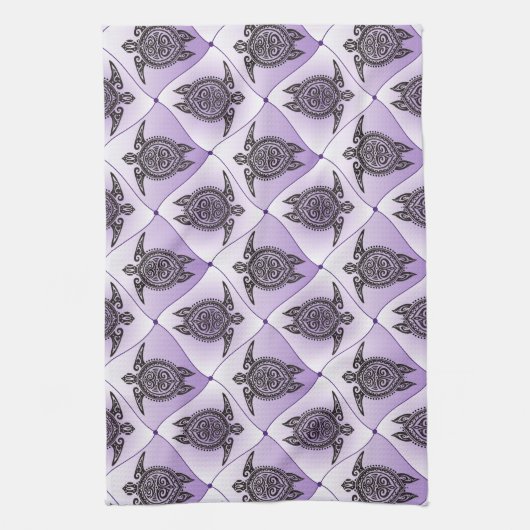 Shamanic Zee Turtles Pattern - violet Theedoek (Verticaal)