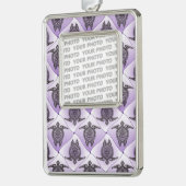 Shamanic Zee Turtles Pattern - violet Verzilverd Omlijst Ornament (Links)