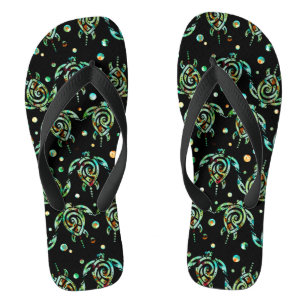 Shamanic Zee Turtles Seamless Pattern + jouw rug. Teenslippers